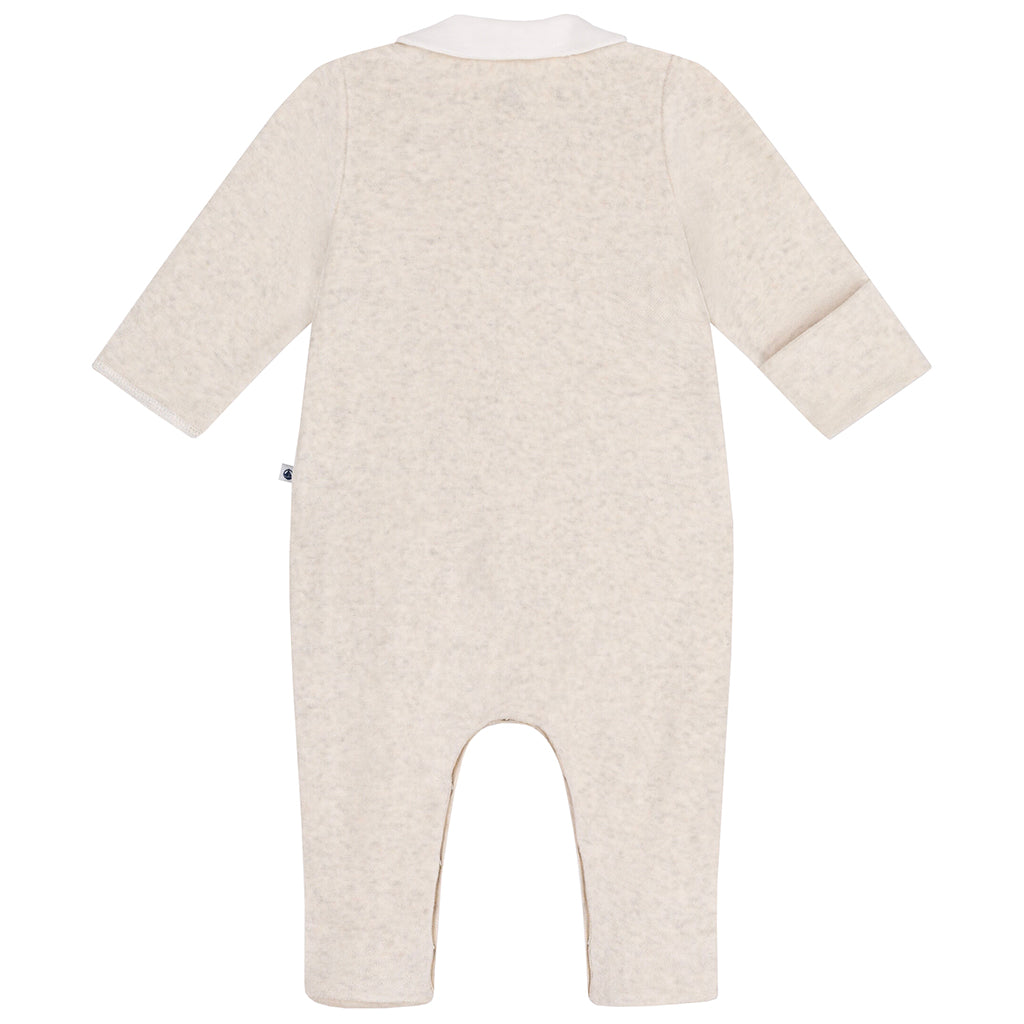 Petit Bateau Baby Velvet Collared Pyjamas Montelimar Beige