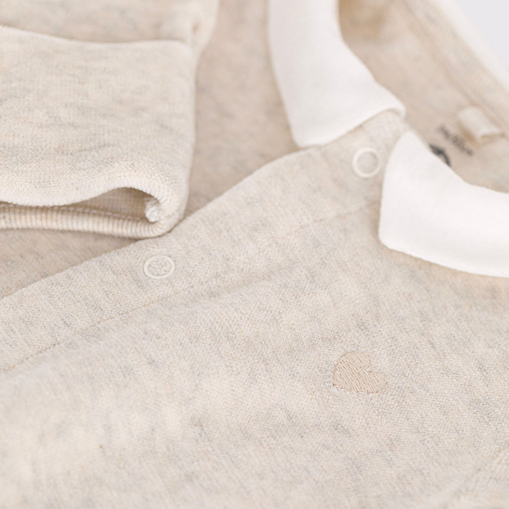 Petit Bateau Baby Velvet Collared Pyjamas Montelimar Beige