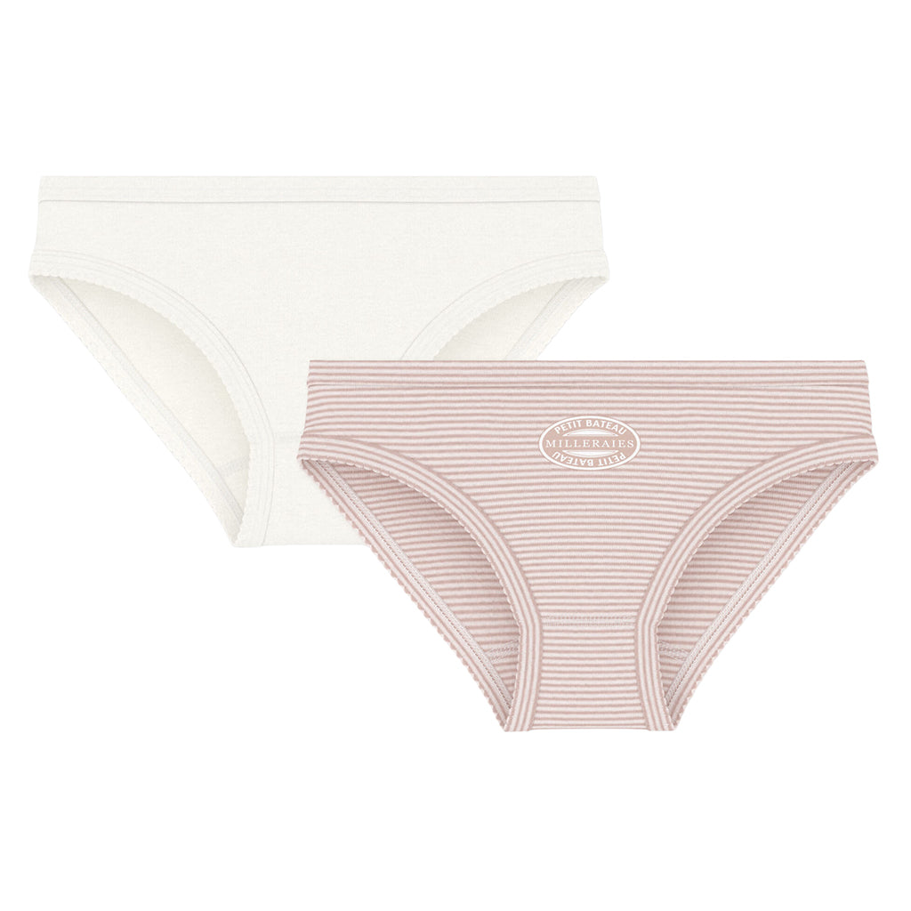 Petit Bateau Child Set Of Two Underwear Pink Stripes
