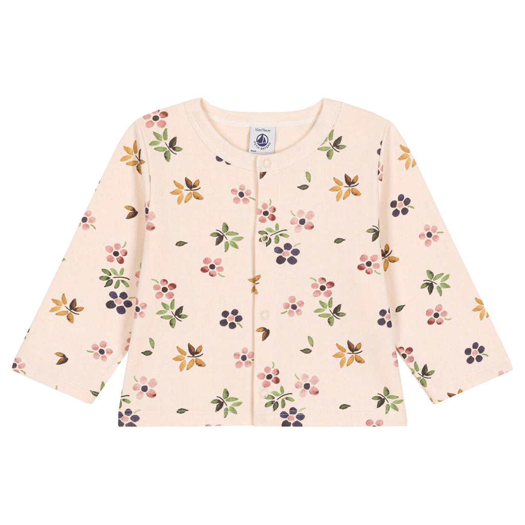 Petit Bateau Baby Cardigan & Pant Set Avalanche Cream Floral