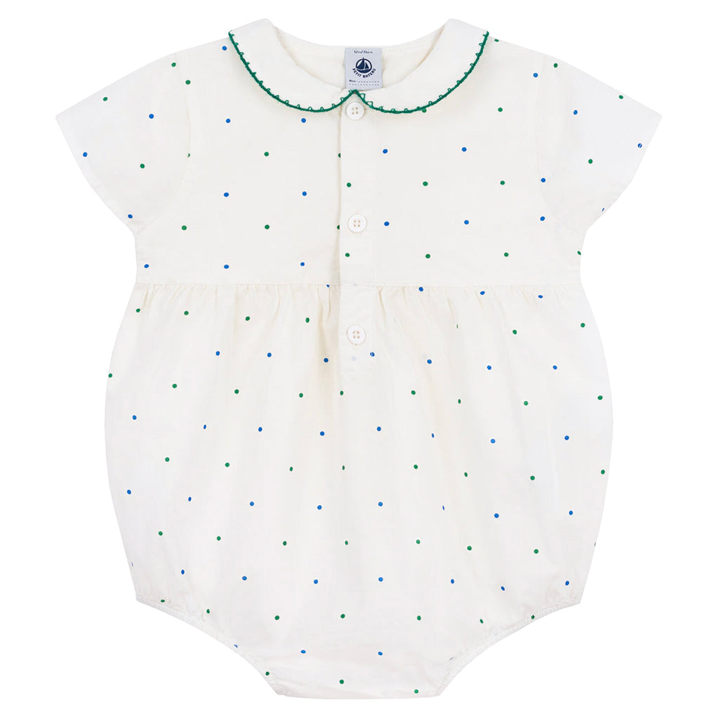 Petit Bateau Baby Romper Marshmallow White Dots