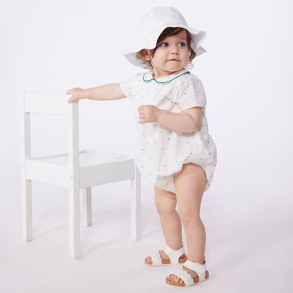 Petit Bateau Baby Romper Marshmallow White Dots