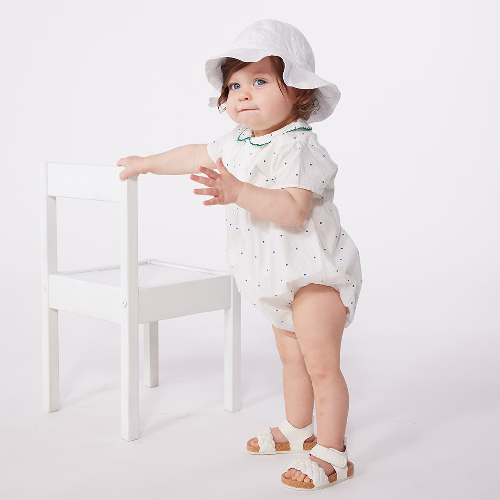 Petit Bateau Baby Romper Marshmallow White Dots