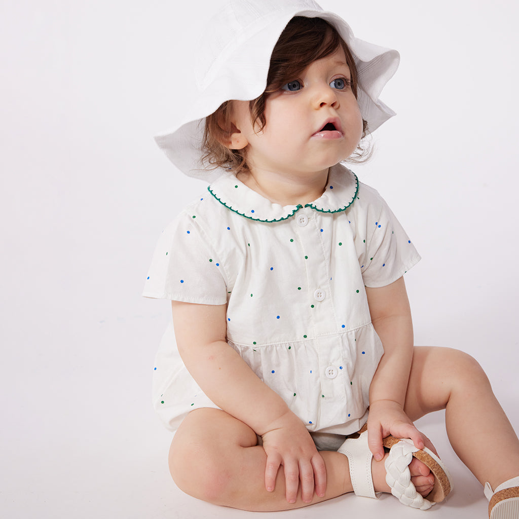 Petit Bateau Baby Romper Marshmallow White Dots