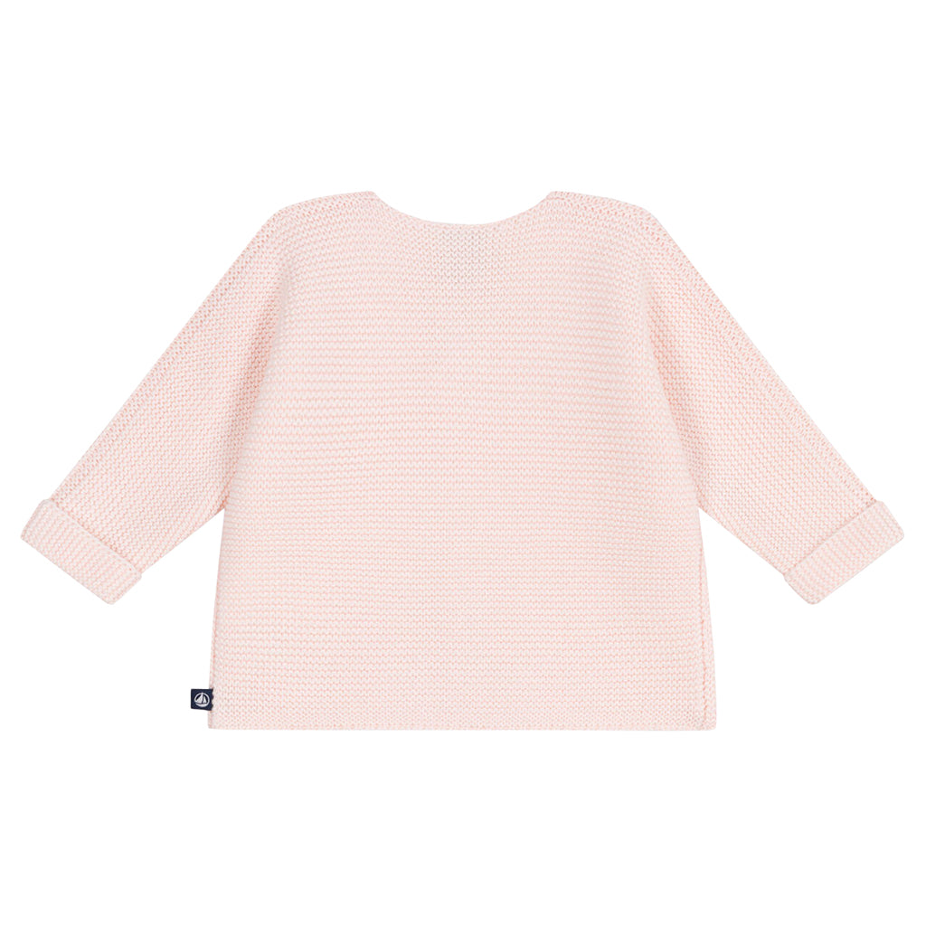 Petit Bateau Baby Garter Stitch Cardigan Flower Pink