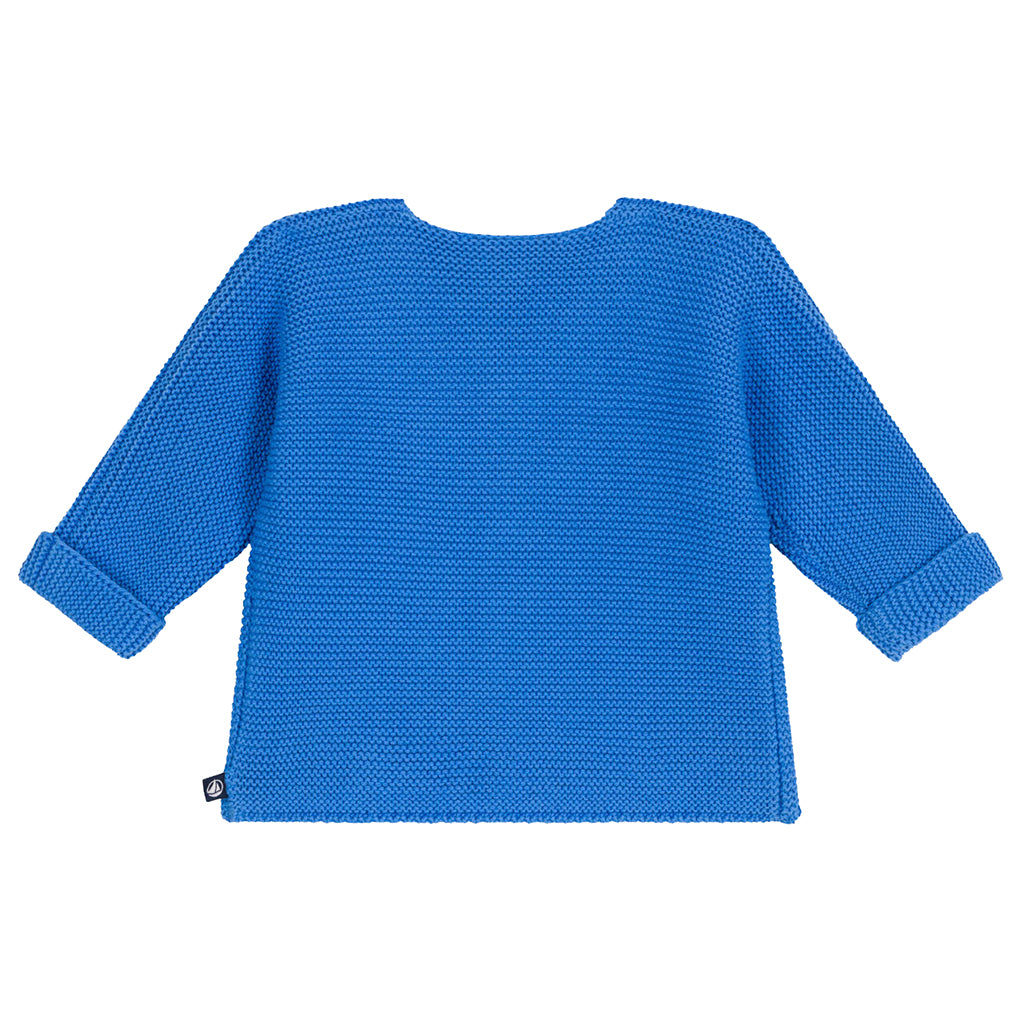 Petit Bateau Baby Garter Stitch Cardigan Edna Blue