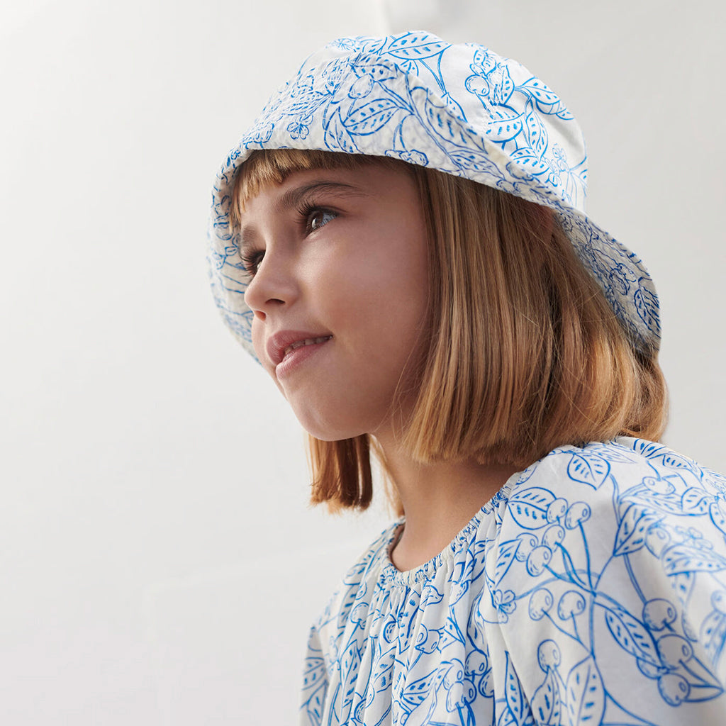 Petit Bateau Child Hat Porcelain Blue Cherry Print