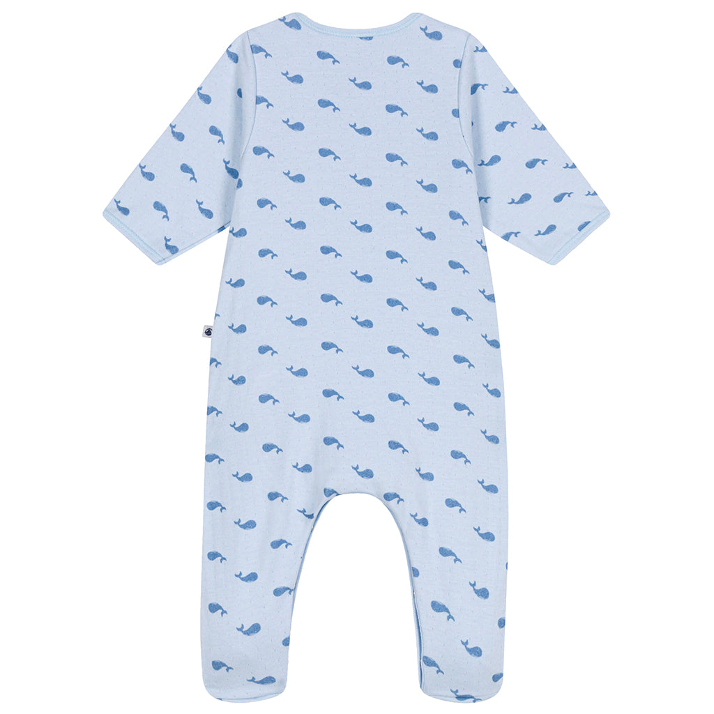 Petit Bateau Baby Bodyjama Pyjamas Toudou Blue Whale Print