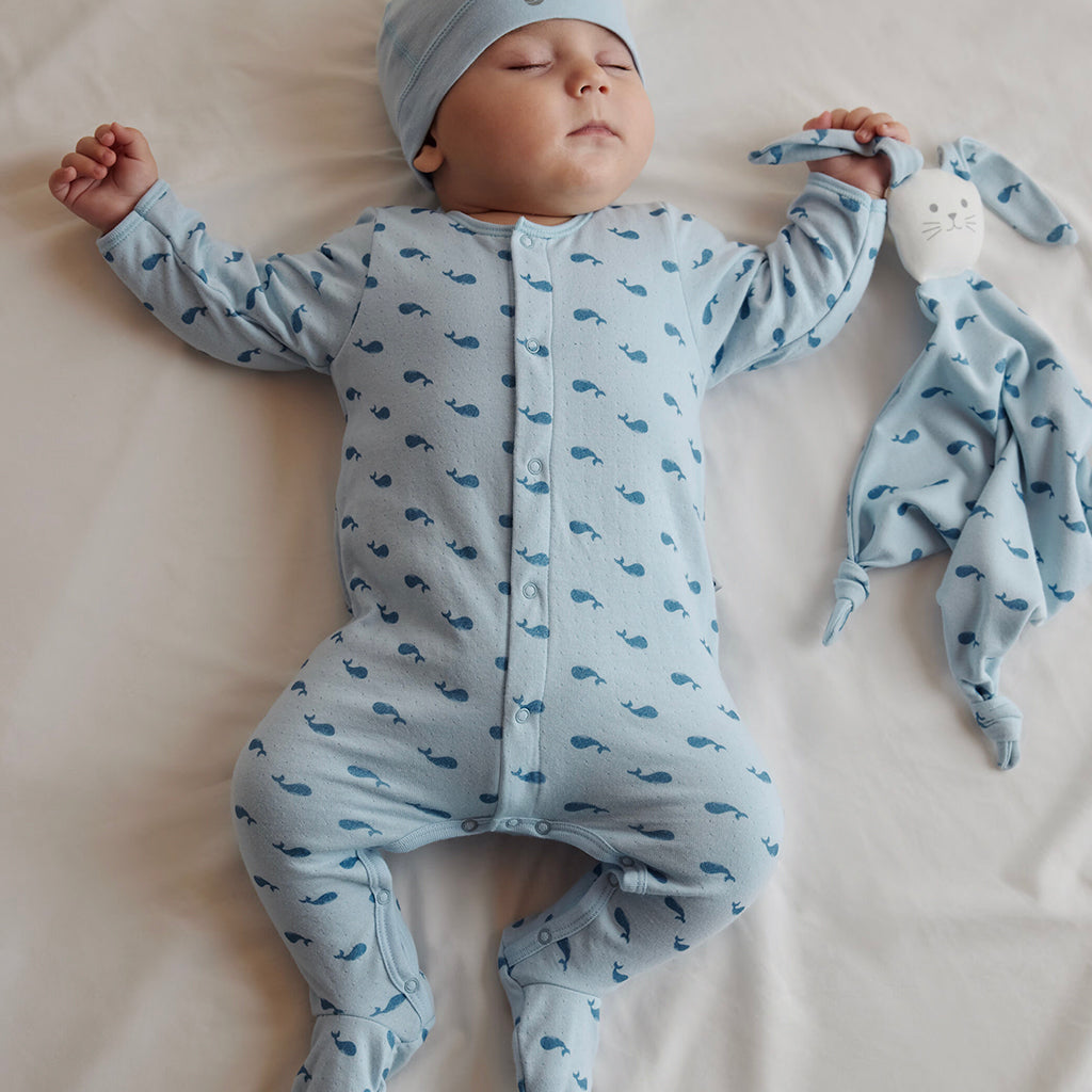 Petit Bateau Baby Bodyjama Pyjamas Toudou Blue Whale Print