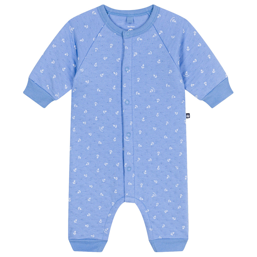 Petit Bateau Baby Jumpsuit Small Anchor Print Edna Blue