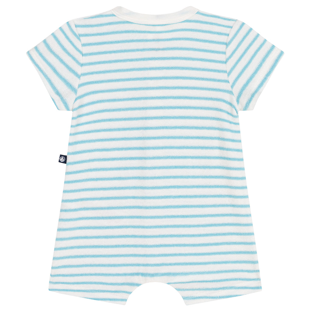 Petit Bateau Baby Romper Aquatic Blue Stripes