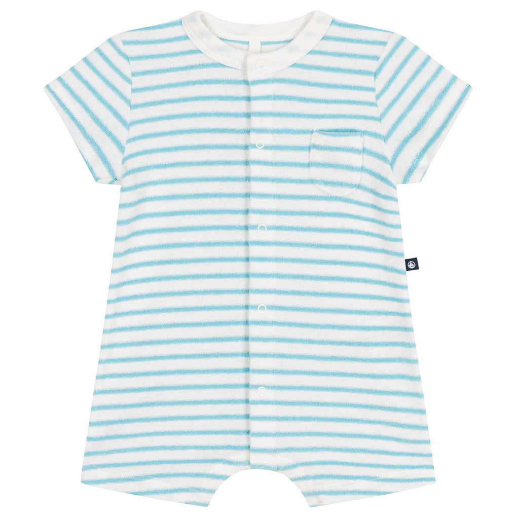 Petit Bateau Baby Romper Aquatic Blue Stripes
