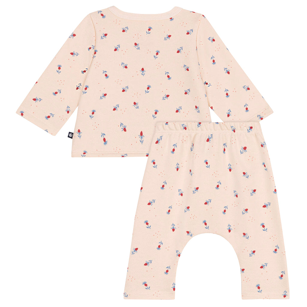 Petit Bateau Baby Two Piece Set Flower Print Avalanche Cream