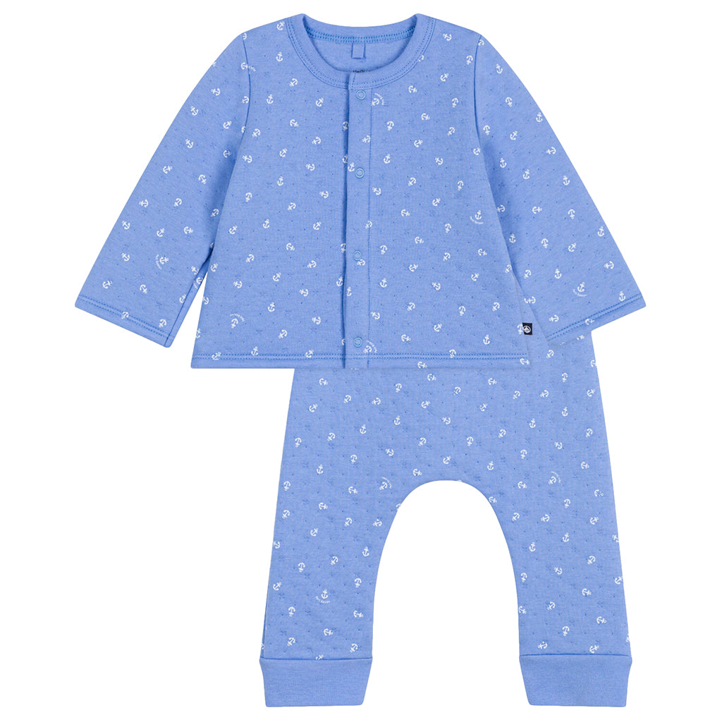 Petit Bateau Baby Two Piece Set Small Anchor Print Edna Blue