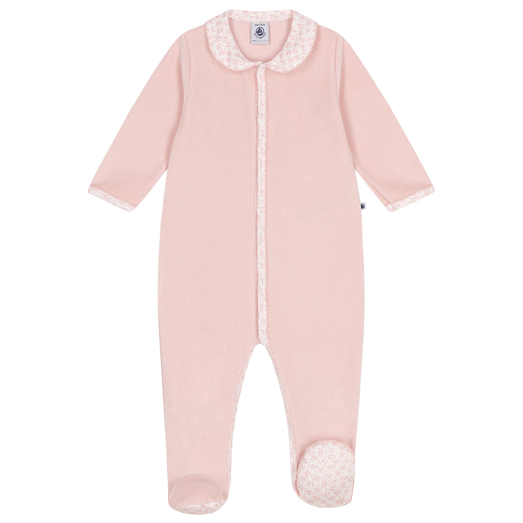 Petit Bateau Baby Velour Pyjamas Saline Pink