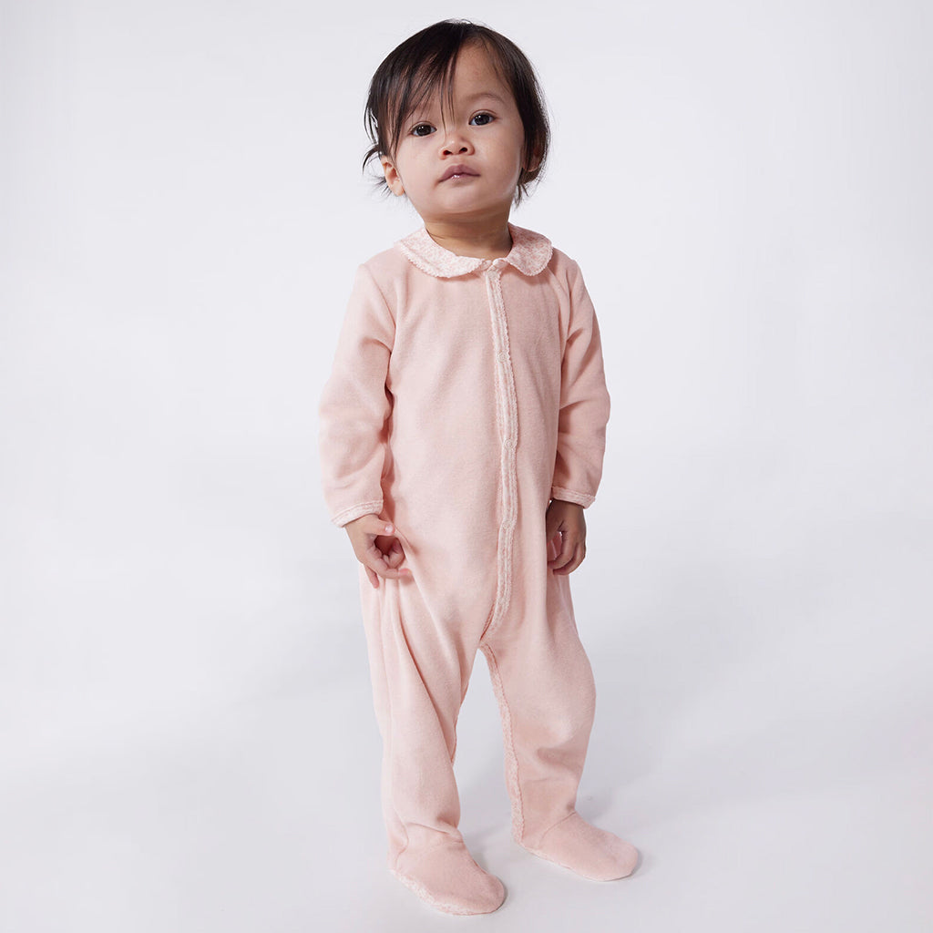 Petit Bateau Baby Velour Pyjamas Saline Pink