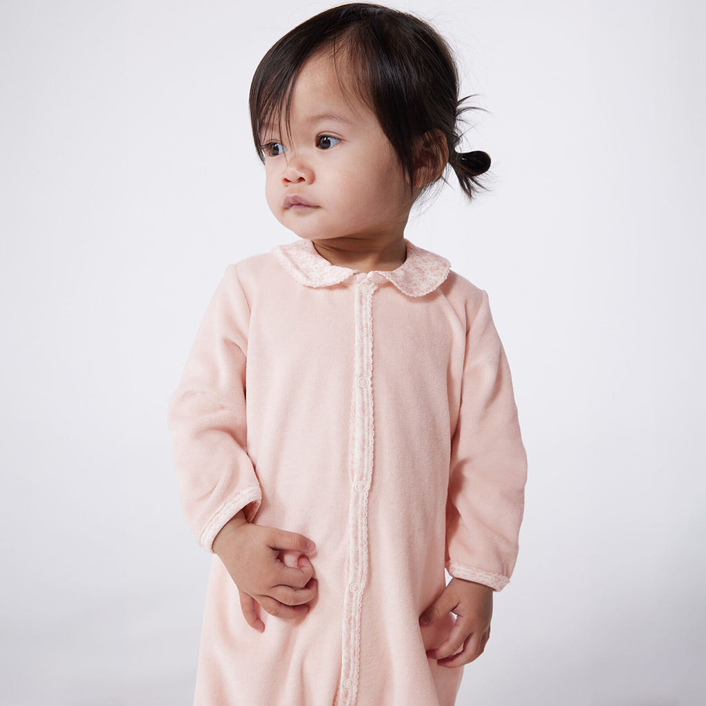 Petit Bateau Baby Velour Pyjamas Saline Pink