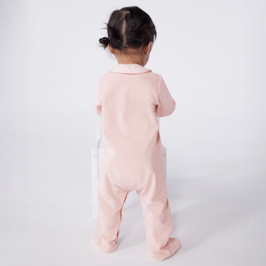 Petit Bateau Baby Velour Pyjamas Saline Pink