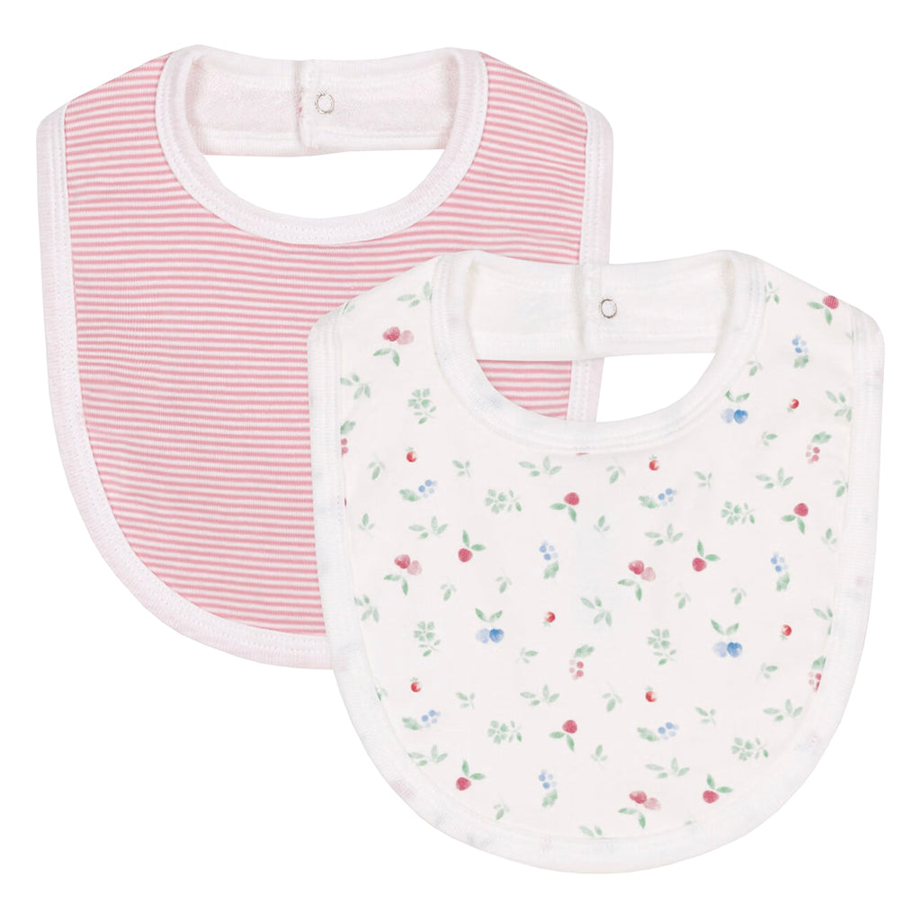 Petit Bateau Baby Set Of Two Bibs Floral Print Pink