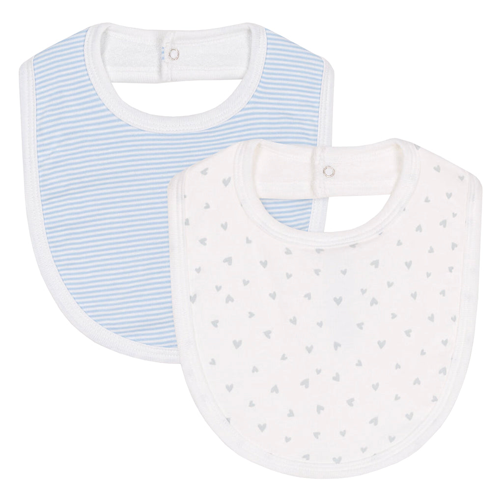 Petit Bateau Baby Set Of Two Bibs Blue Stripes