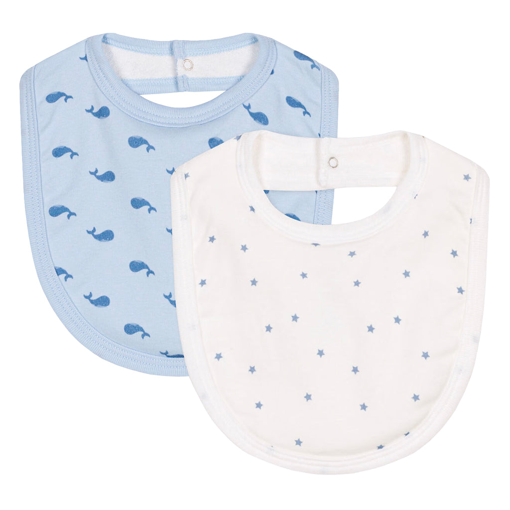 Petit Bateau Baby Set Of Two Bibs Blue Whales