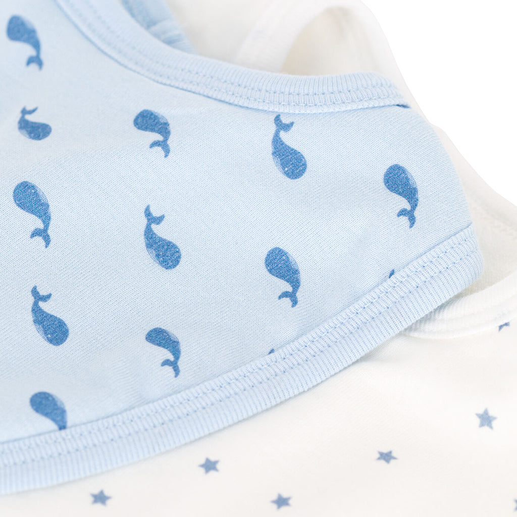 Petit Bateau Baby Set Of Two Bibs Blue Whales