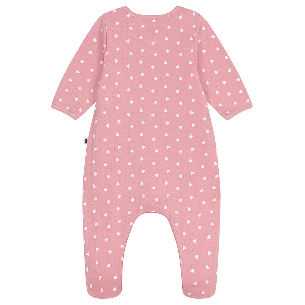 Petit Bateau Baby Bodyjama Pyjamas Charm Pink Heart Print