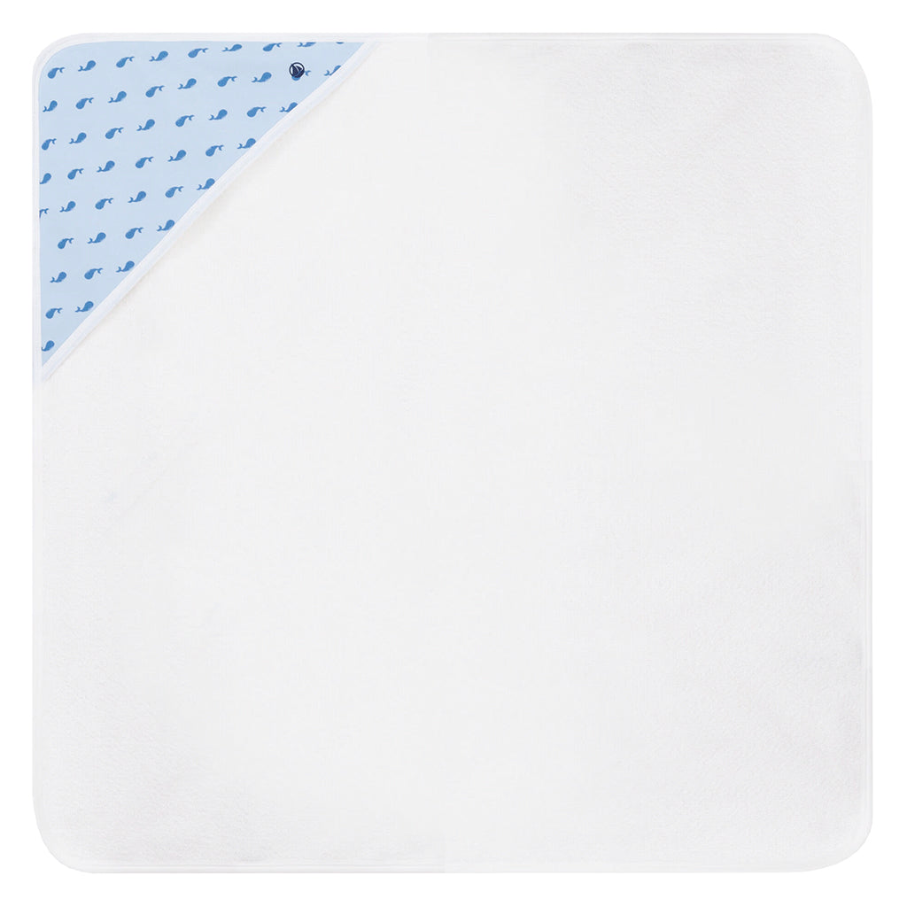 Petit Bateau Baby Bath Square Whale Print Marshmallow White