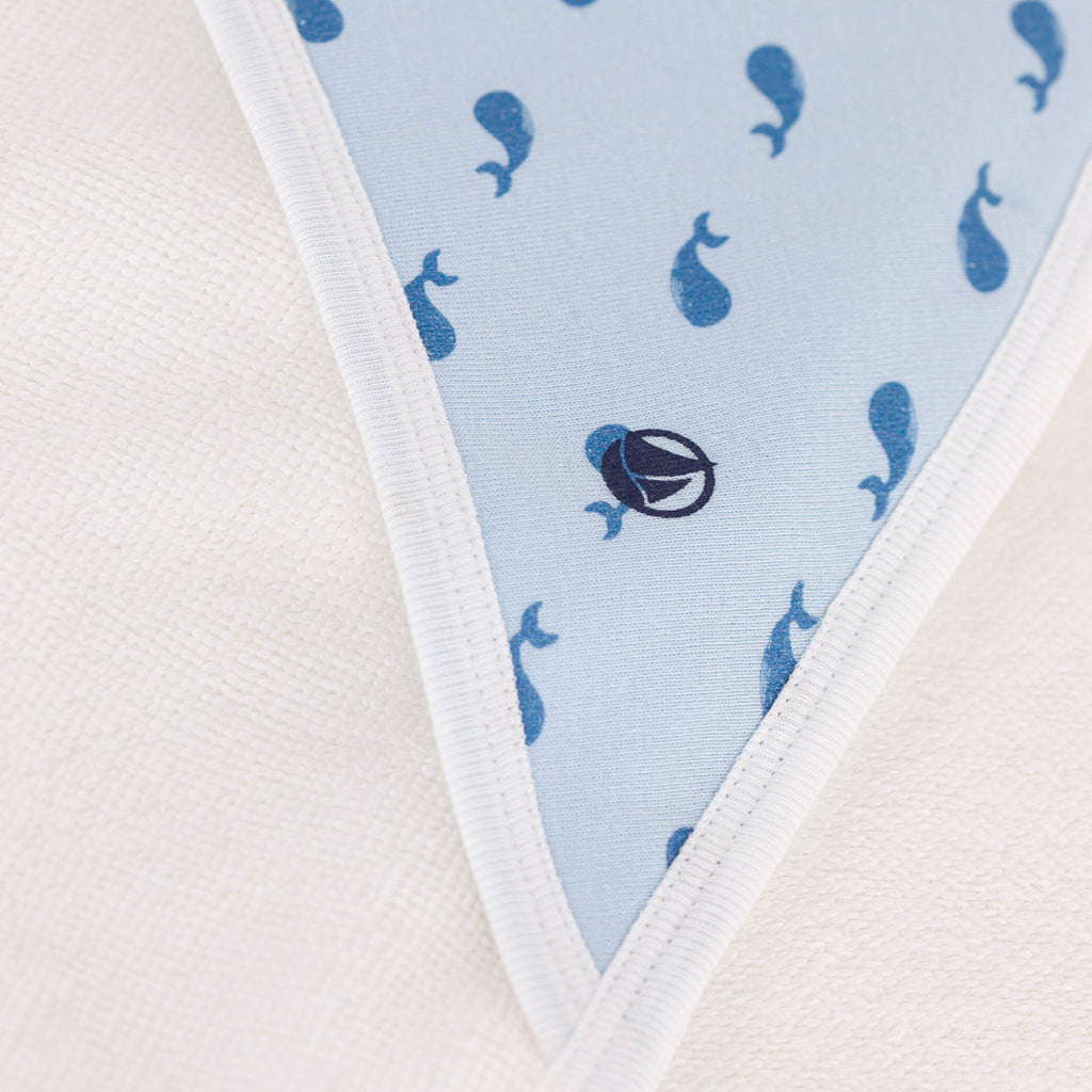 Petit Bateau Baby Bath Square Whale Print Marshmallow White