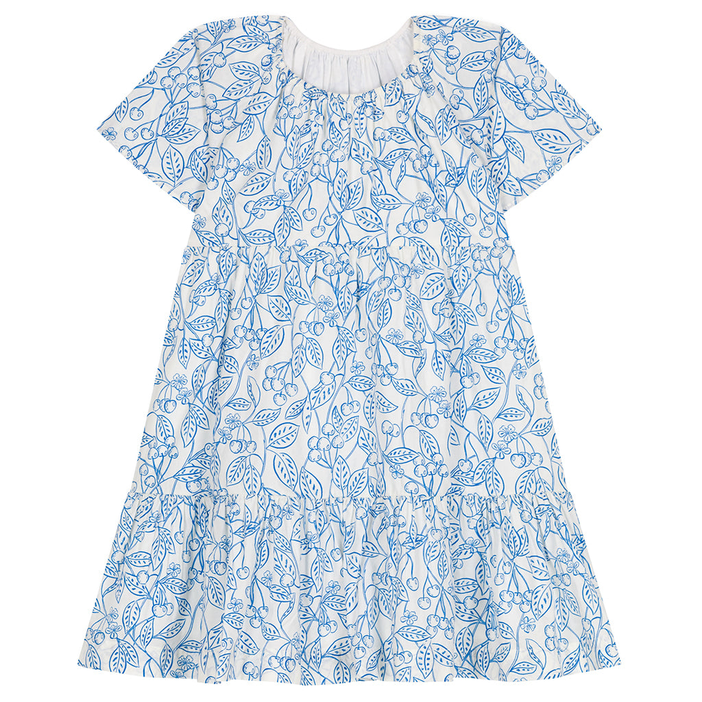 Petit Bateau Child Dress Porcelain Blue Cherry Print