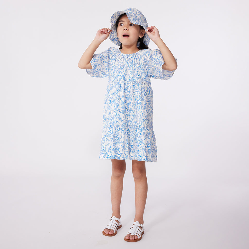 Petit Bateau Child Dress Porcelain Blue Cherry Print