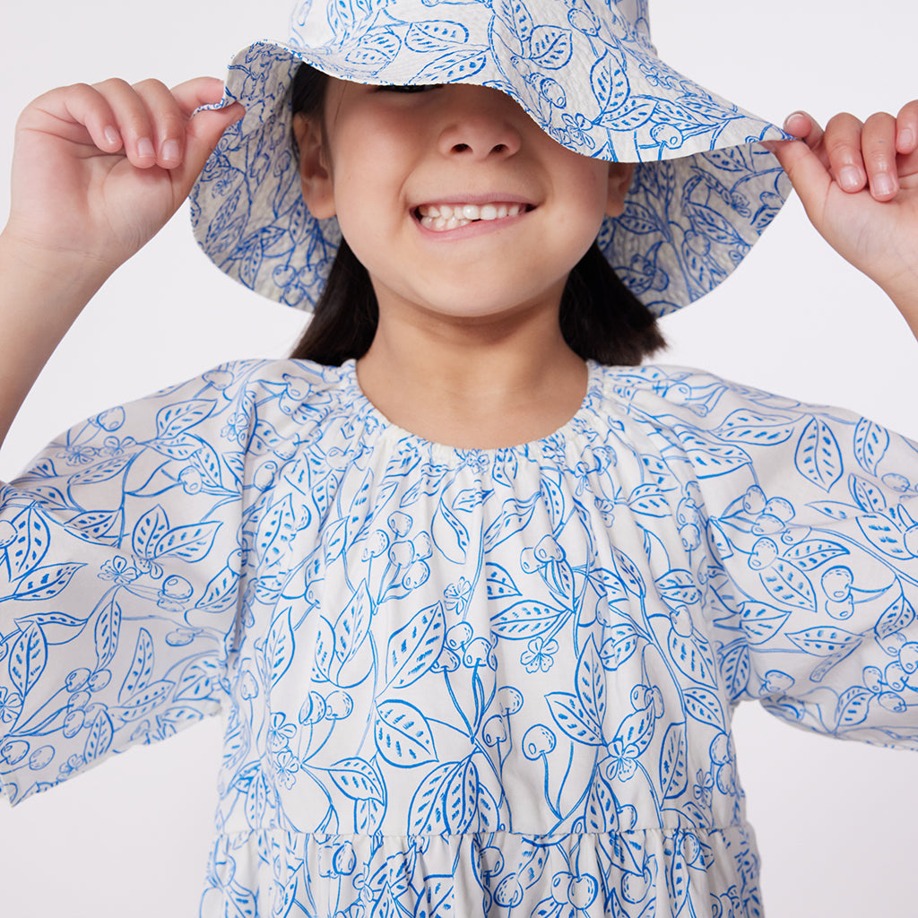 Petit Bateau Child Dress Porcelain Blue Cherry Print