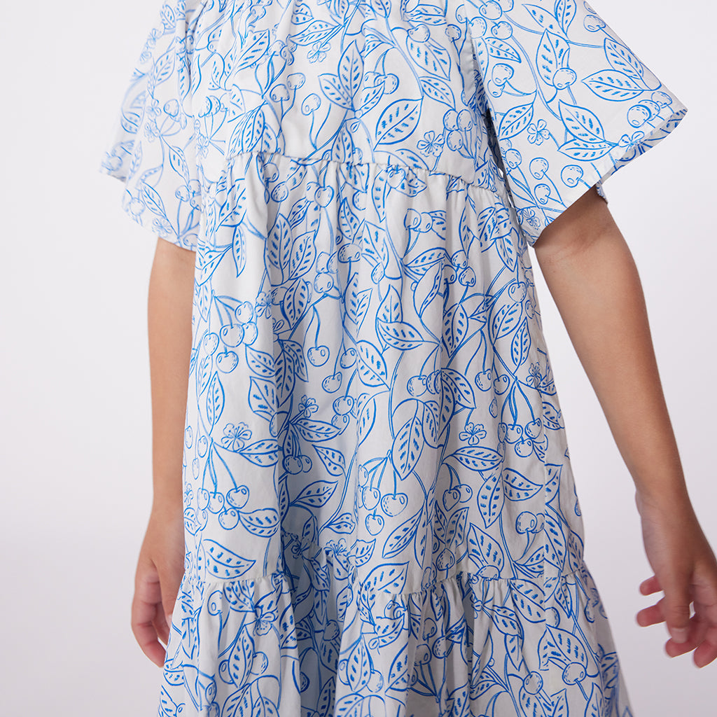 Petit Bateau Child Dress Porcelain Blue Cherry Print