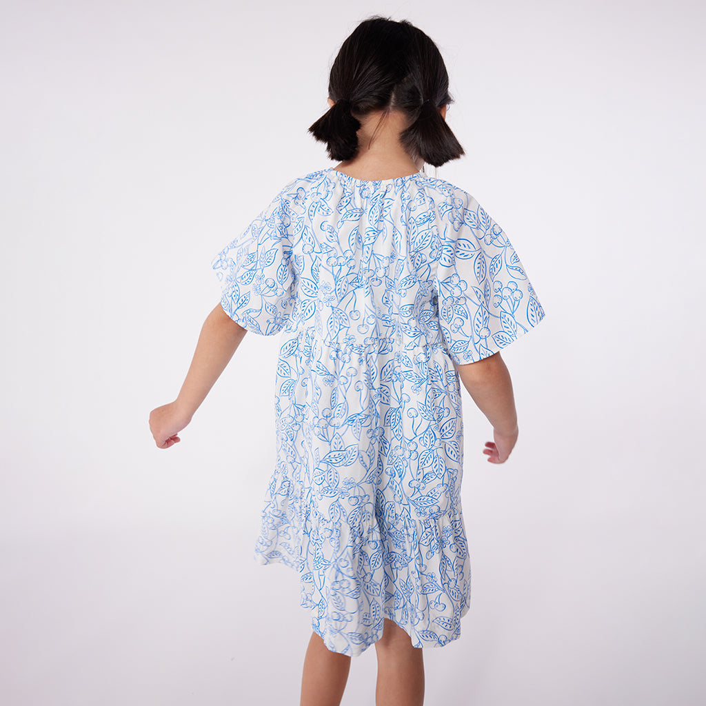 Petit Bateau Child Dress Porcelain Blue Cherry Print