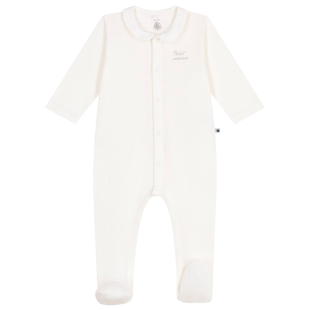 Petit Bateau Baby Collared Pyjamas Marshmallow White