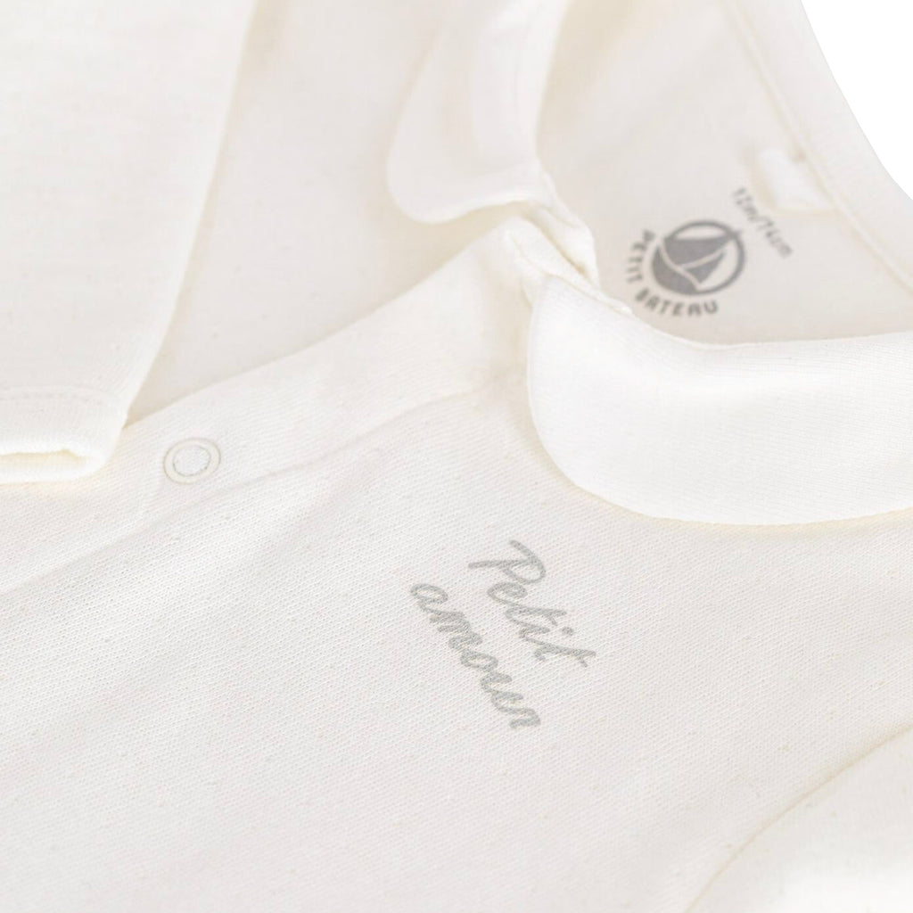 Petit Bateau Baby Collared Pyjamas Marshmallow White
