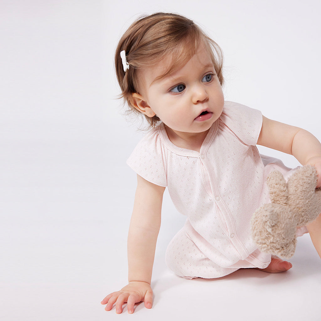 Petit Bateau Baby Romper Fleur Pink