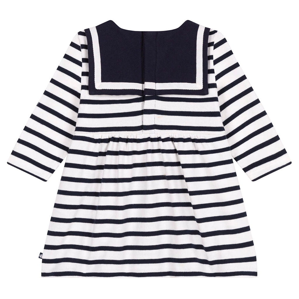 Petit Bateau Baby Sailor Dress Tuxedo Navy Blue Stripes