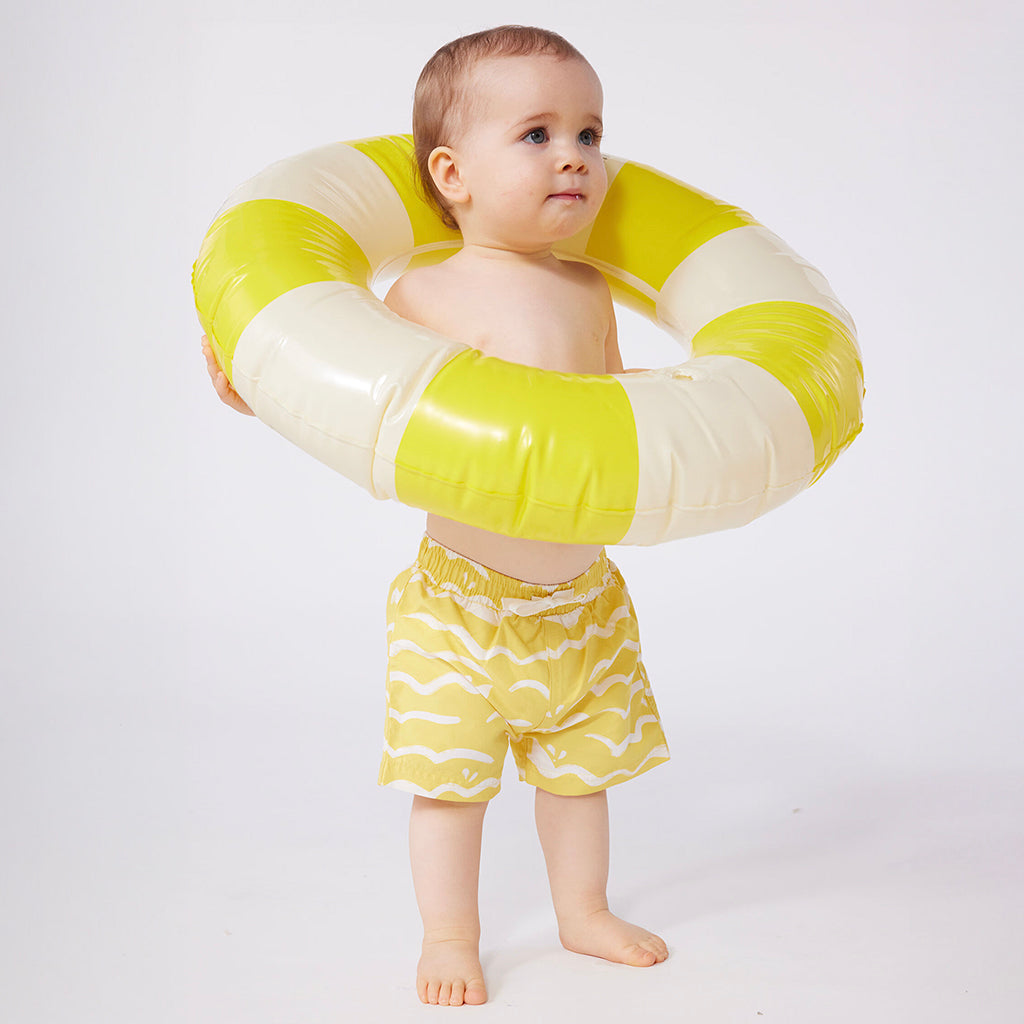 Petit Bateau Baby Swim Shorts Barley Yellow Shark Print