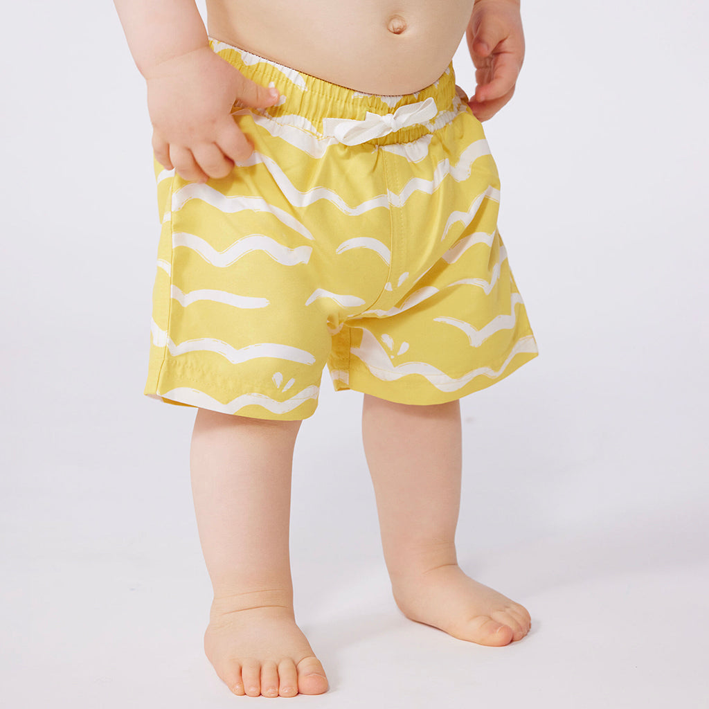 Petit Bateau Baby Swim Shorts Barley Yellow Shark Print
