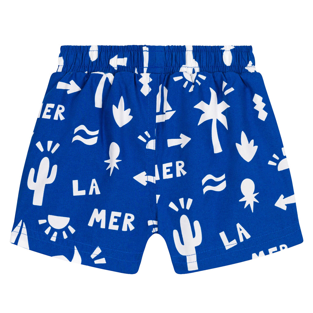 Petit Bateau Baby Swim Shorts Porcelain Blue Beach Print