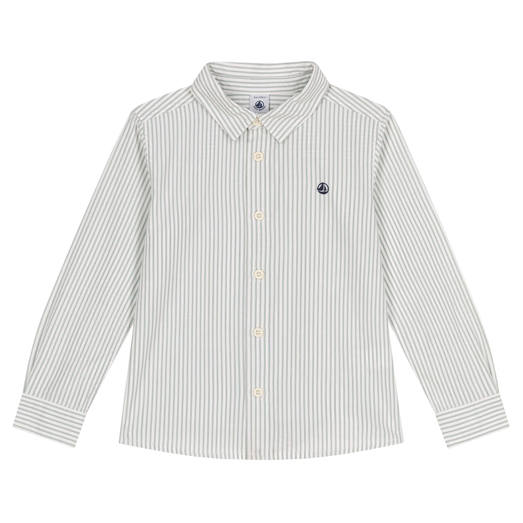 Petit Bateau Child Shirt Foam Green Stripes