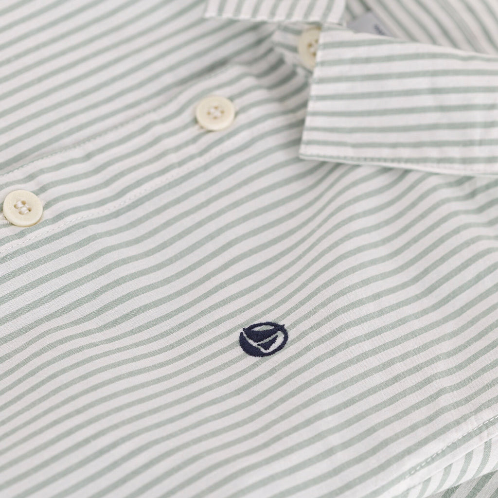 Petit Bateau Child Shirt Foam Green Stripes