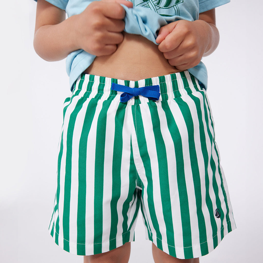 Petit Bateau Child Swim Shorts Jardin Green Stripes
