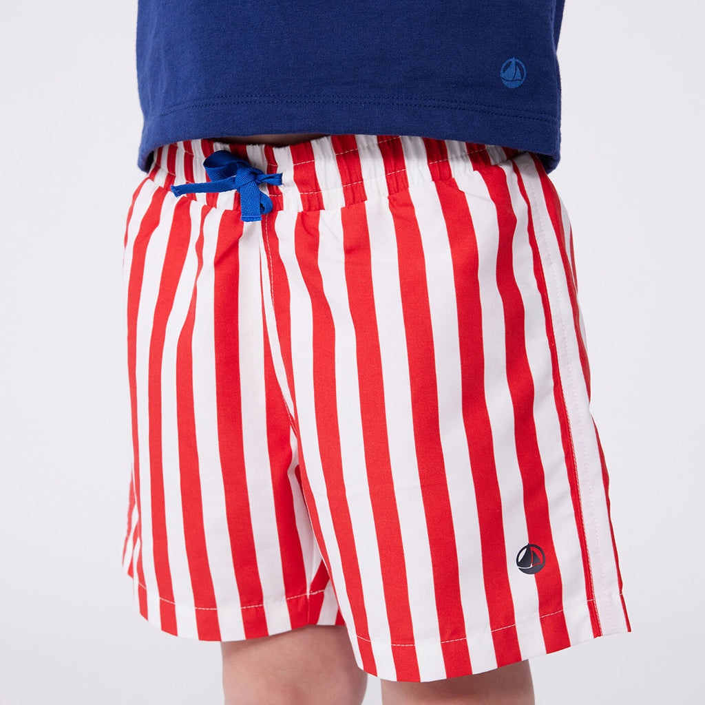 Petit Bateau Child Swim Shorts Spicy Red Stripes