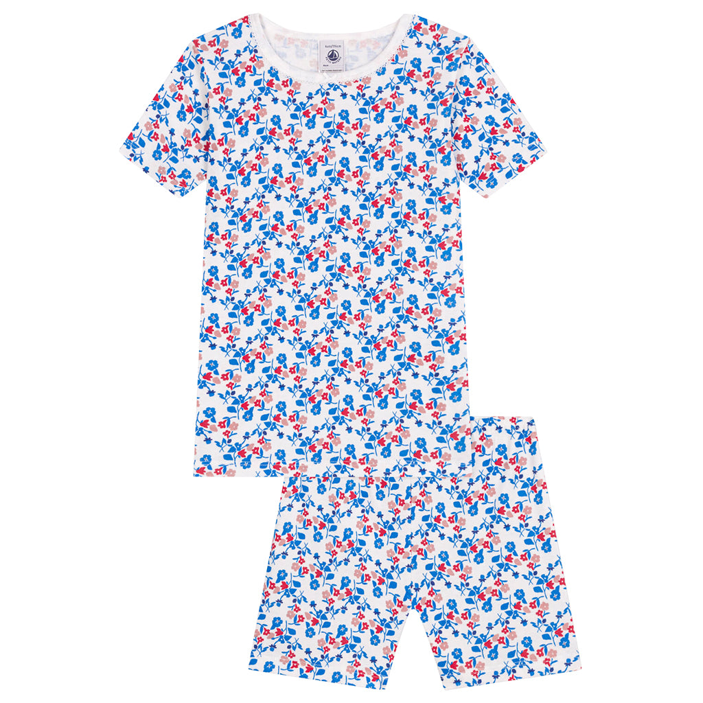 Petit Bateau Child Pyjamas Blue Floral Print