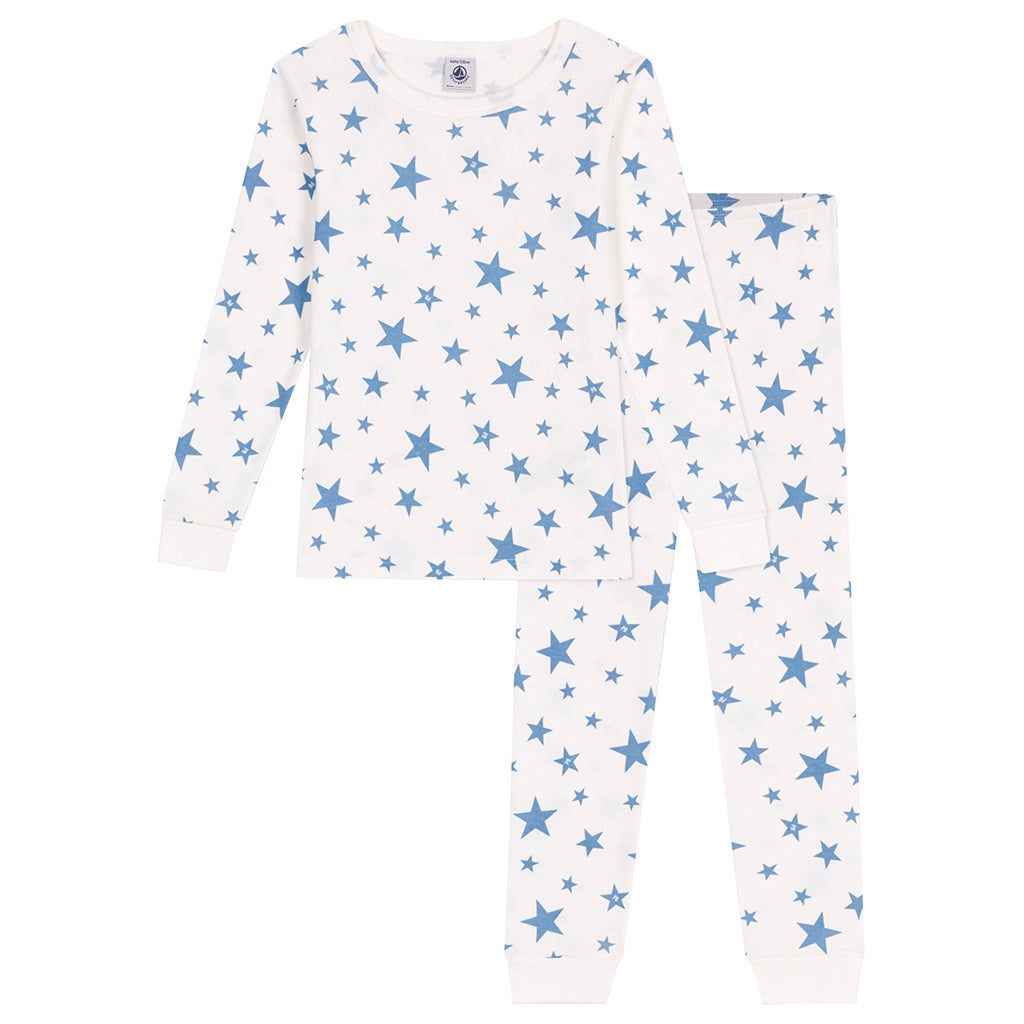 Petit Bateau Child Pyjamas Alaska Blue Stars Print