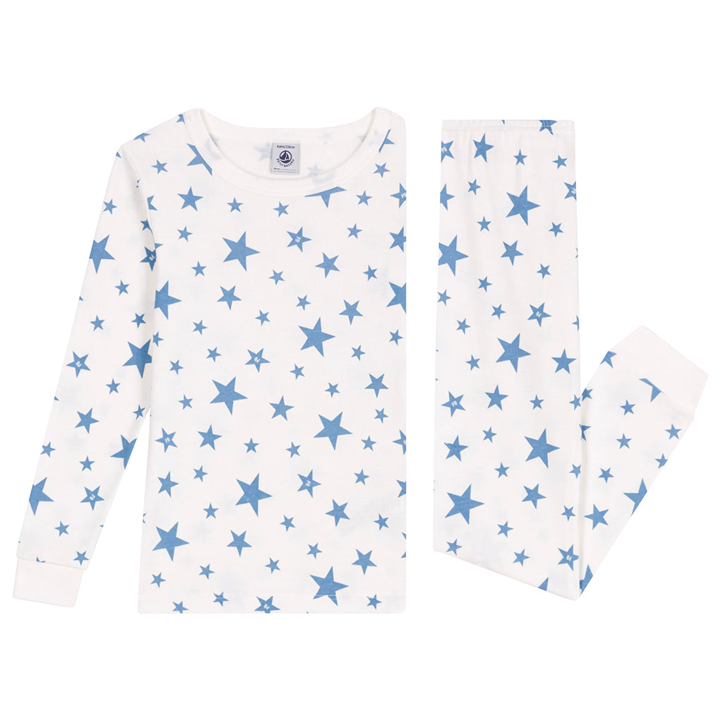 Petit Bateau Child Pyjamas Alaska Blue Stars Print