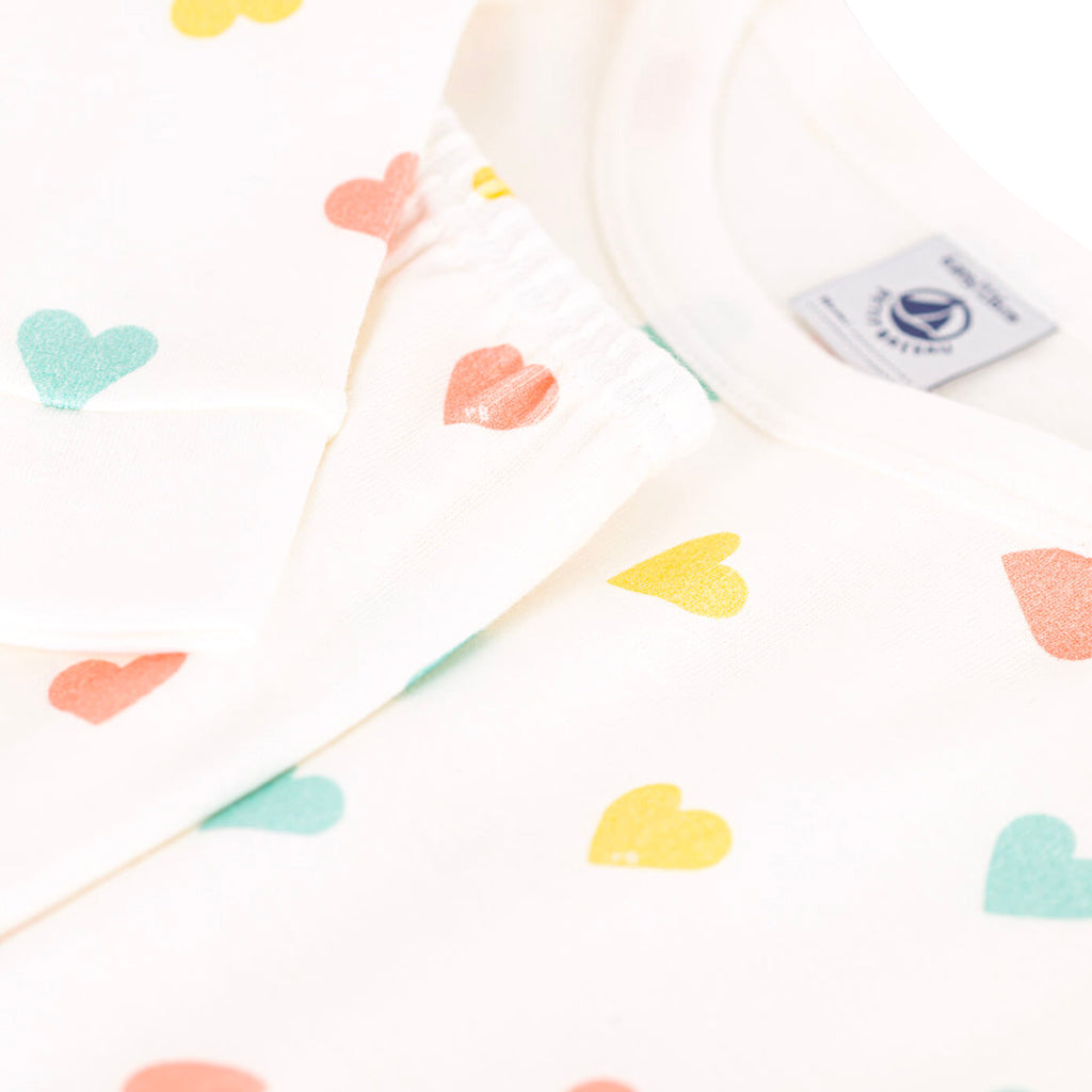 Petit Bateau Child Pyjamas Marshmallow White Heart Print