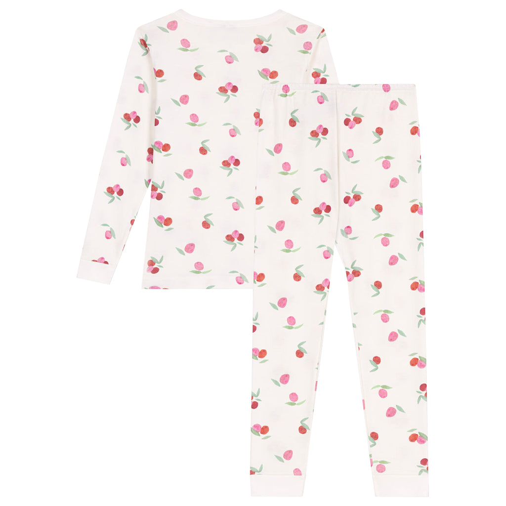 Petit Bateau Child Pyjamas Marshmallow White Peony Pink Floral Print